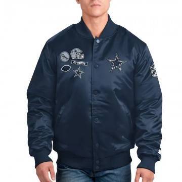 Official Dallas Cowboys Navy Varsity Satin Jacket