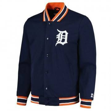 Navy Blue Detroit Tigers Satin Jacket