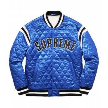 Supreme Diamond Blue Quilted Satin Jacket