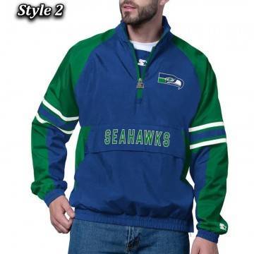 Seattle Seahawks Royal Blue Prospect Half-Zip Pullover Jacket for Fans
