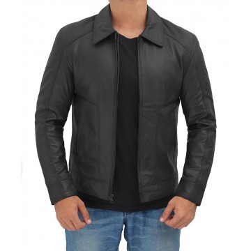 Thomas Mens Vintage Black Leather Jacket