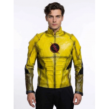 Reverse Flash Cosplay Yellow Leather Jacket
