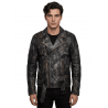 Hand-Painted Bronze Zippered Leather Jacket