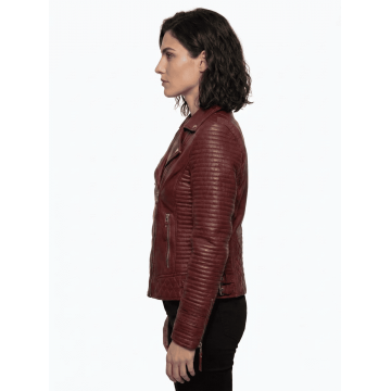 Hawthorne Heights Maroon Leather Biker Jacket