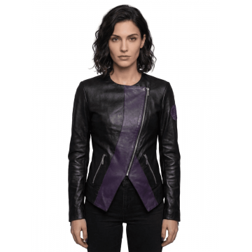 Sombra Hacker Black Purple Leather Jacket