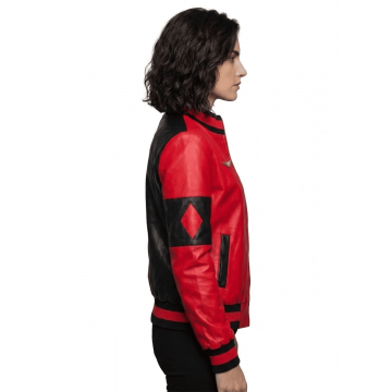 51 50 Bomber Black Red Leather Jacket Women
