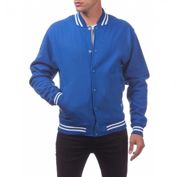 Men's Fleece Baseball Blue Varsity Jacket