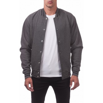 Men's Fleece Baseball Charcoal Varsity Jacket
